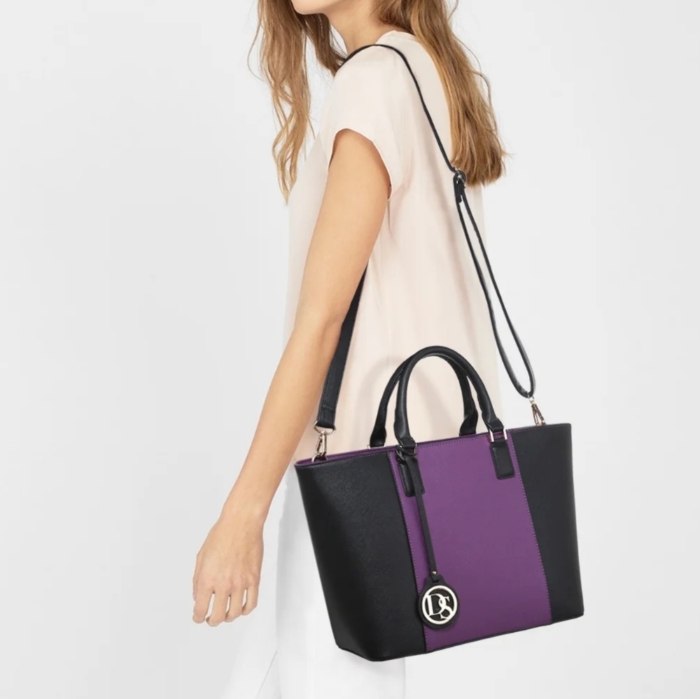 DASEIN Purple and Black Tote Bag